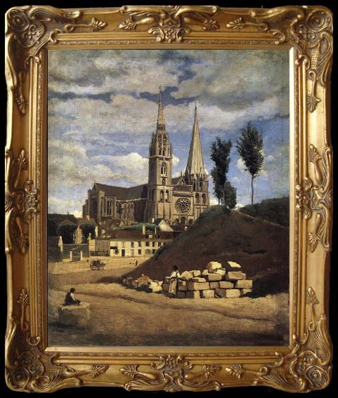 framed  Corot Camille The Cathedral of market analyses, Ta013